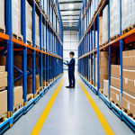 A professional logistics manager, fully clothed in a modest, appropriate uniform, standing in a brightly lit, state-of-the-art automated warehouse. Autonomous Mobile Robots (AMRs) are efficiently moving packages between tall, automated storage and retrieval systems (AS/RS). The scene is clean and organized, with a clear focus on technology and efficiency in a Vietnamese industrial zone setting, possibly Binh Duong. Perfect anatomy, correct proportions, natural pose, well-formed hands, proper finger count, natural body proportions. Safe for work, appropriate content, professional, family-friendly.