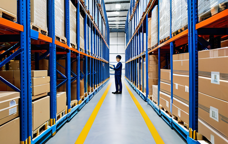 A professional logistics manager, fully clothed in a modest, appropriate uniform, standing in a brightly lit, state-of-the-art automated warehouse. Autonomous Mobile Robots (AMRs) are efficiently moving packages between tall, automated storage and retrieval systems (AS/RS). The scene is clean and organized, with a clear focus on technology and efficiency in a Vietnamese industrial zone setting, possibly Binh Duong. Perfect anatomy, correct proportions, natural pose, well-formed hands, proper finger count, natural body proportions. Safe for work, appropriate content, professional, family-friendly.