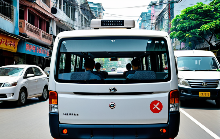 지속 가능한 물류 시스템 - Optimized Delivery Route**
"A delivery van driving through a bustling Vietnamese city street, GPS n...