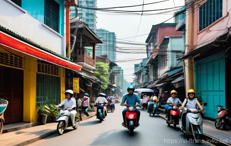 전기차 시장 전망 - Prompt 1: Bustling Vietnamese City Street with Electric Vehicles** 전기차 시장 전망 - Prompt 1: Bustling Vietnamese City Street with Electric Vehicles**