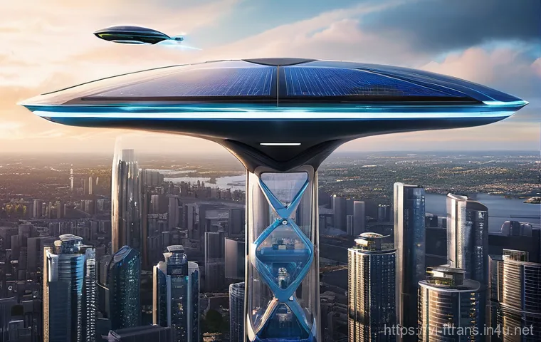 하늘을 나는 자동차 충전소 - **Prompt:** A state-of-the-art skyport perched elegantly atop a gleaming, futuristic skyscraper in a...