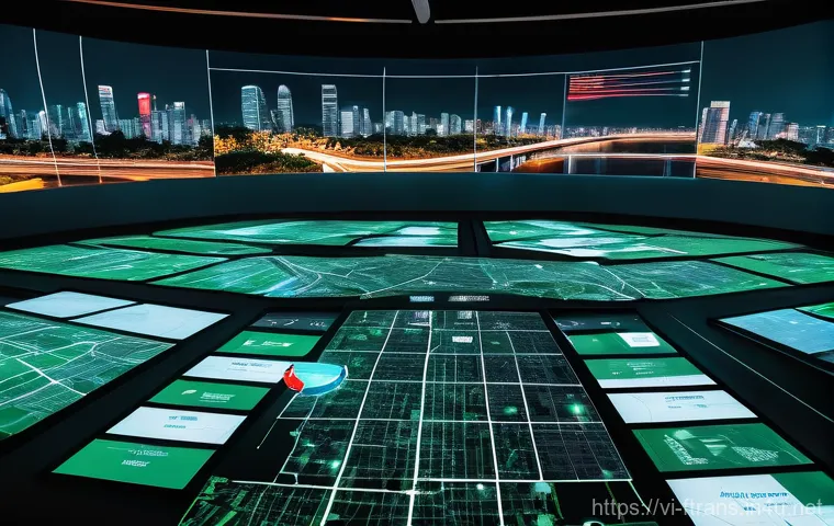 도로 인프라 디지털화 - Image Prompt 1: AI-Powered Urban Traffic Management Center** 도로 인프라 디지털화 - Image Prompt 1: AI-Powered Urban Traffic Management Center**