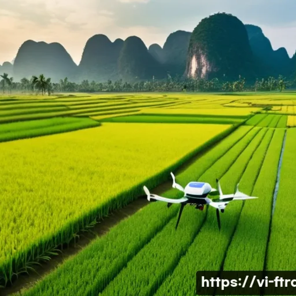 전기 드론 기술 - **A New Era in Vietnamese Agriculture**
    An aerial shot showcasing a modern, sleek electric agric...