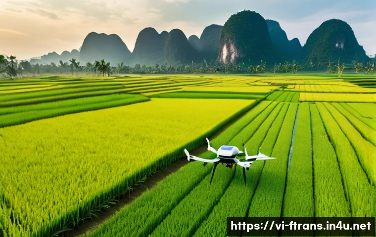 전기 드론 기술 - **A New Era in Vietnamese Agriculture**
    An aerial shot showcasing a modern, sleek electric agric...