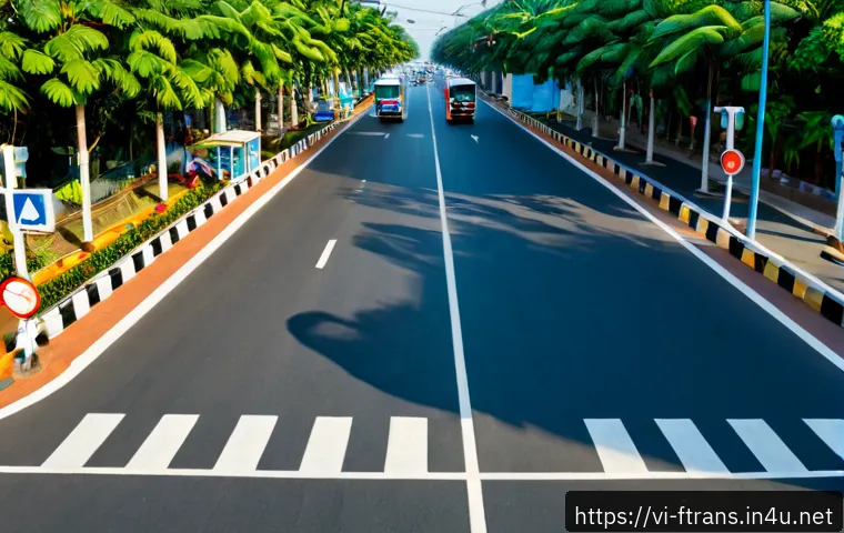 Home 17 도로 안전 기술 - Photorealistic smart road safety technology on a modern urban boulevard in Ho Chi Minh City, Vietnam...